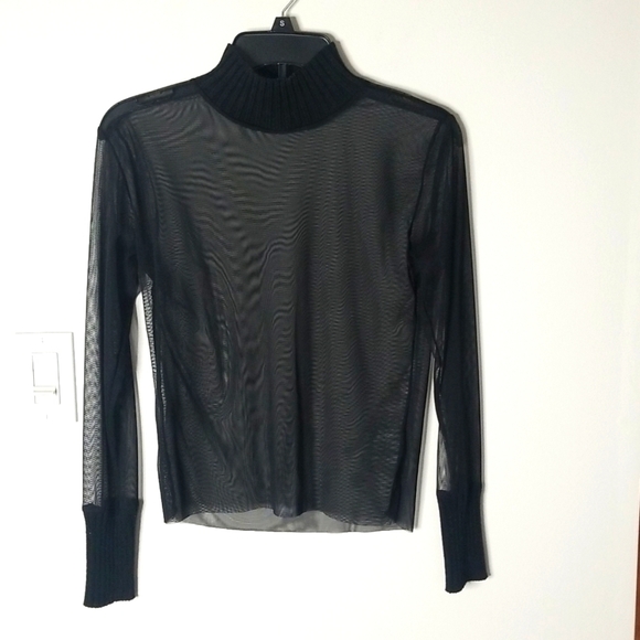 Belamie Women's cropped layering turtleneck black netting - Picture 1 of 6